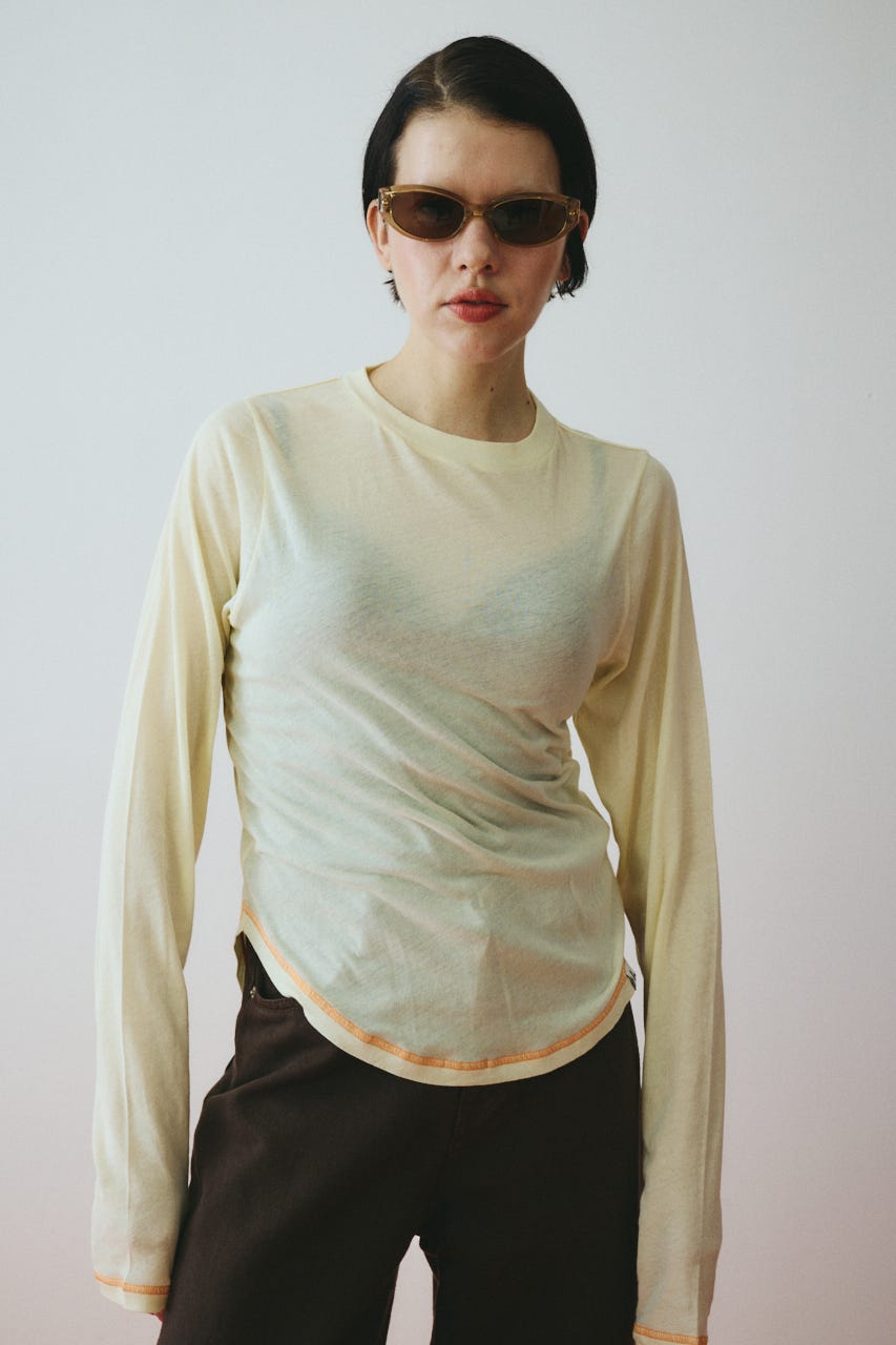 Sheer mellow tops L/YEL FREE