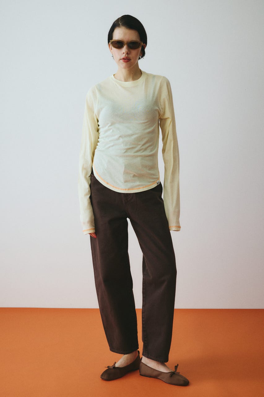 Sheer mellow tops L/YEL FREE