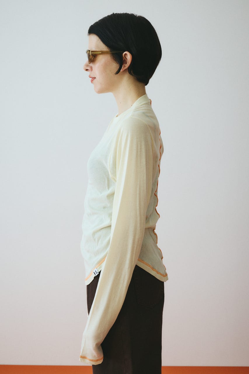 Sheer mellow tops L/YEL FREE