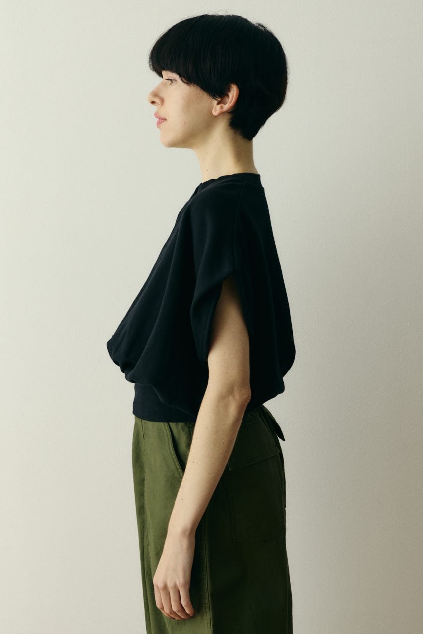 ［予約］V neck box cut vest BLK FREE