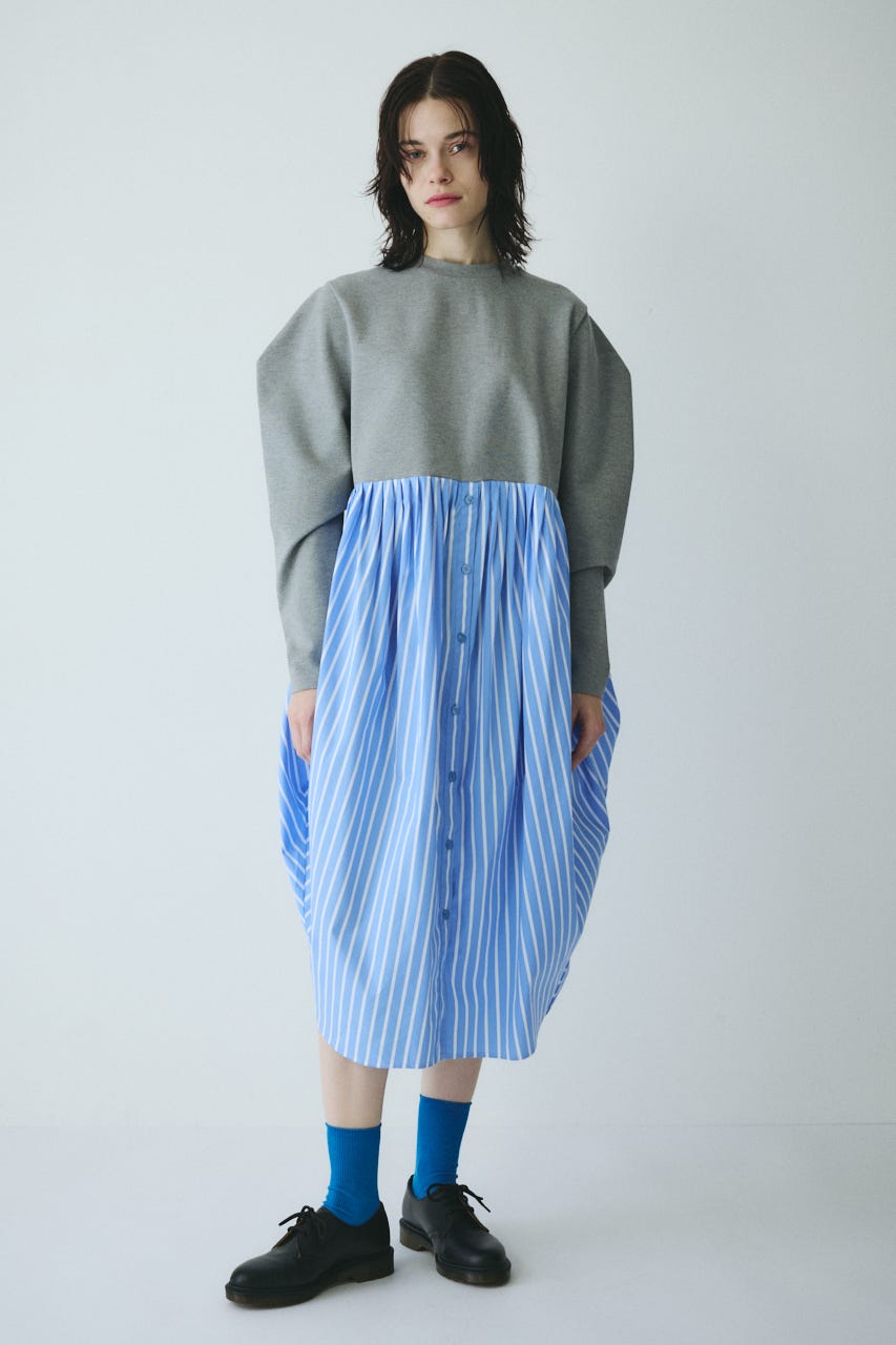 ［予約］Docking shirt dress GRY FREE