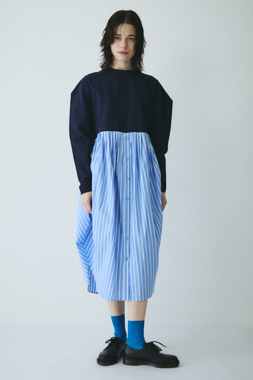 ［予約］Docking shirt dress NVY FREE