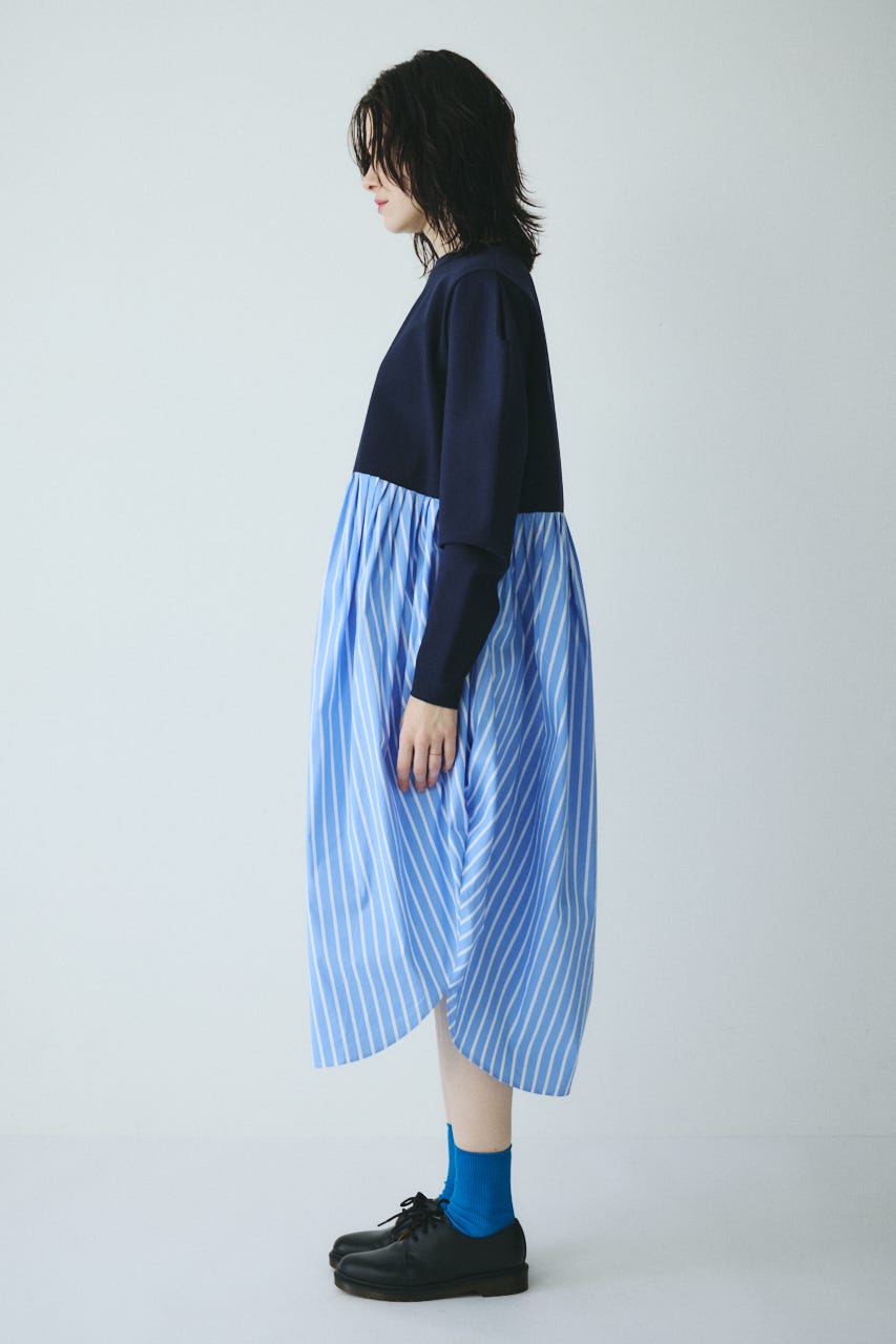 ［予約］Docking shirt dress NVY FREE