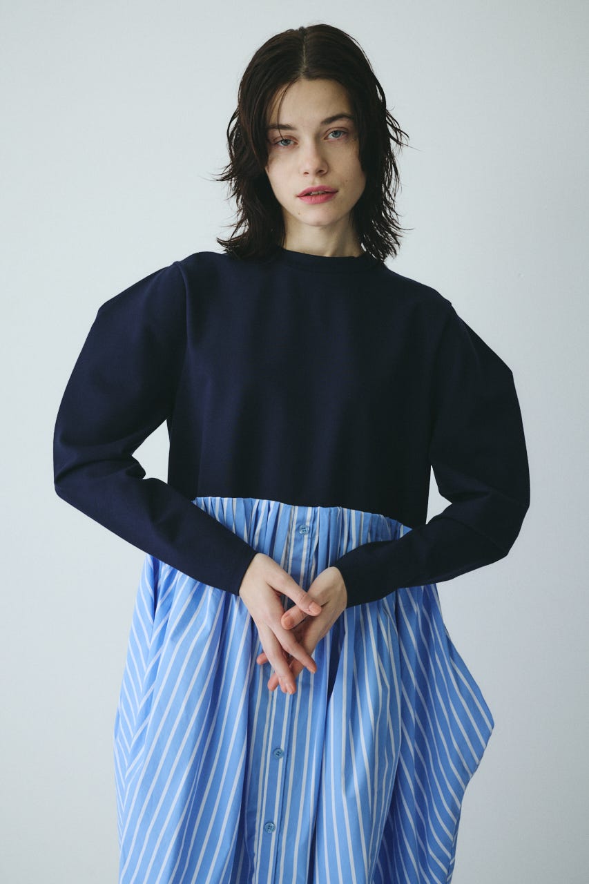 ［予約］Docking shirt dress NVY FREE