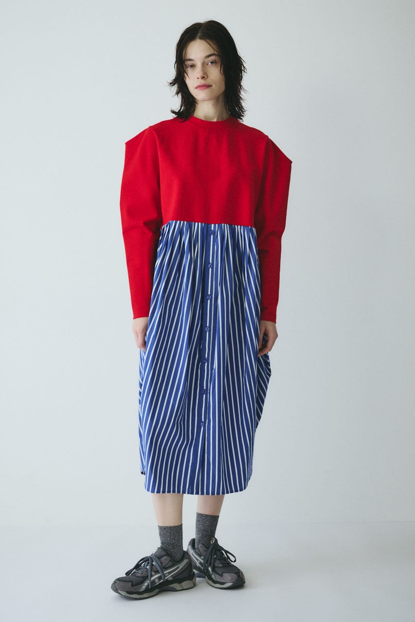 ［予約］Docking shirt dress RED FREE