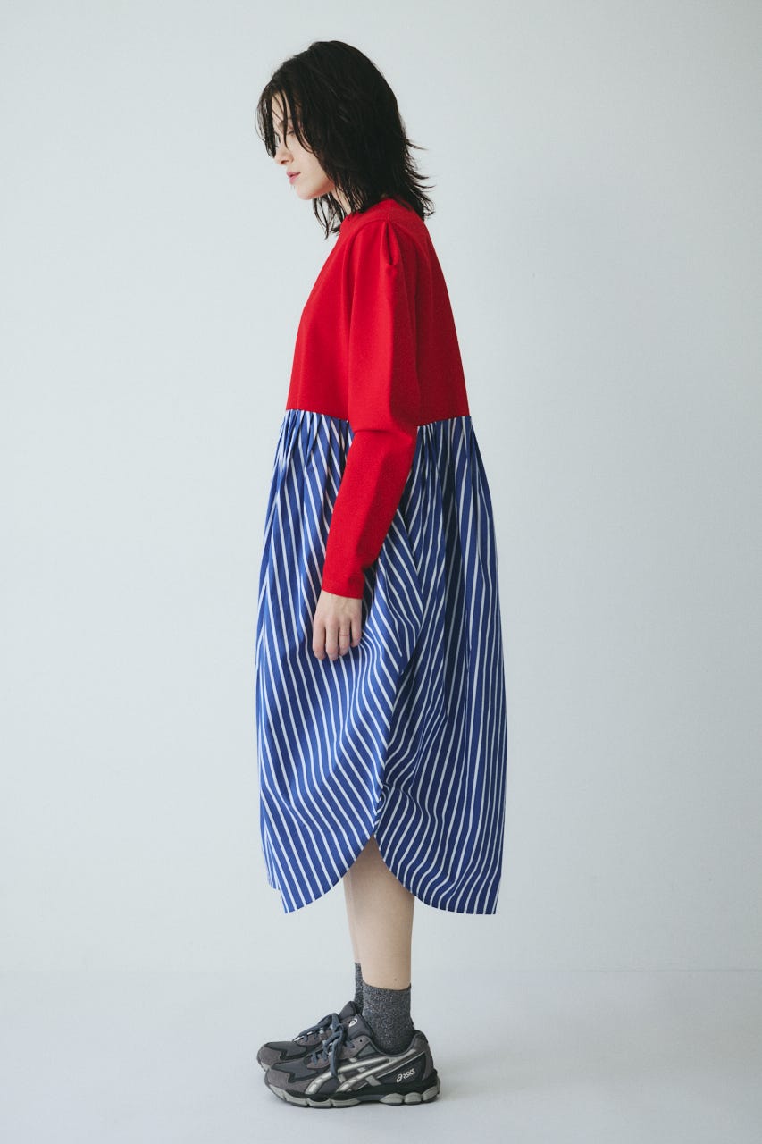 ［予約］Docking shirt dress RED FREE