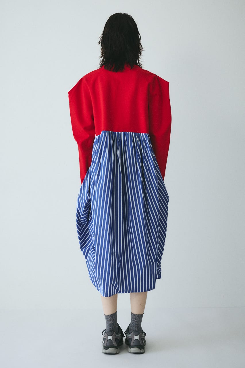 ［予約］Docking shirt dress RED FREE