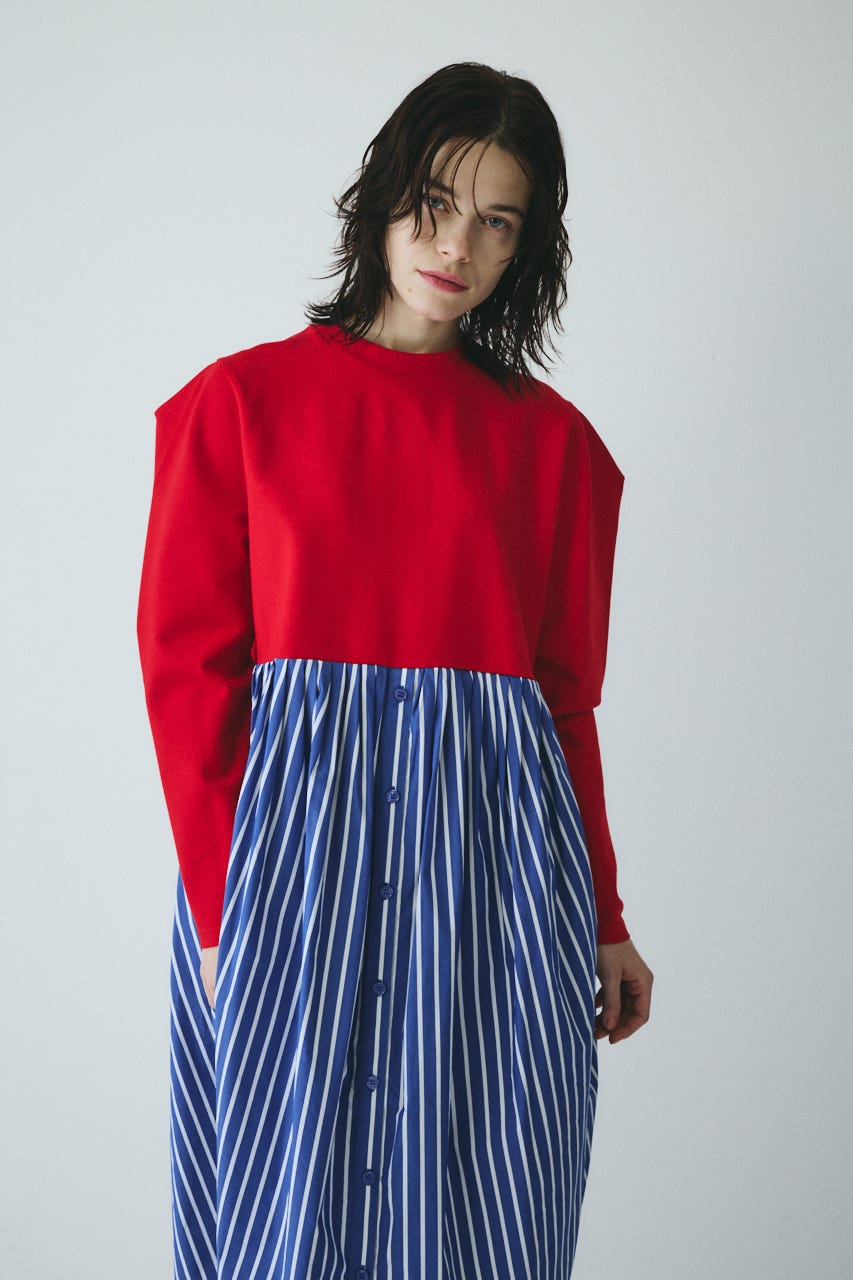［予約］Docking shirt dress RED FREE