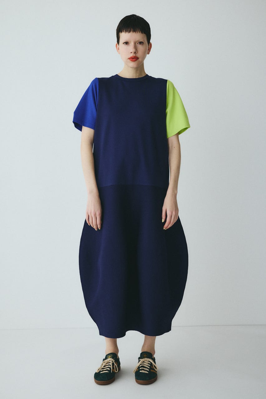 Docking balloon hem dress 柄NVY FREE