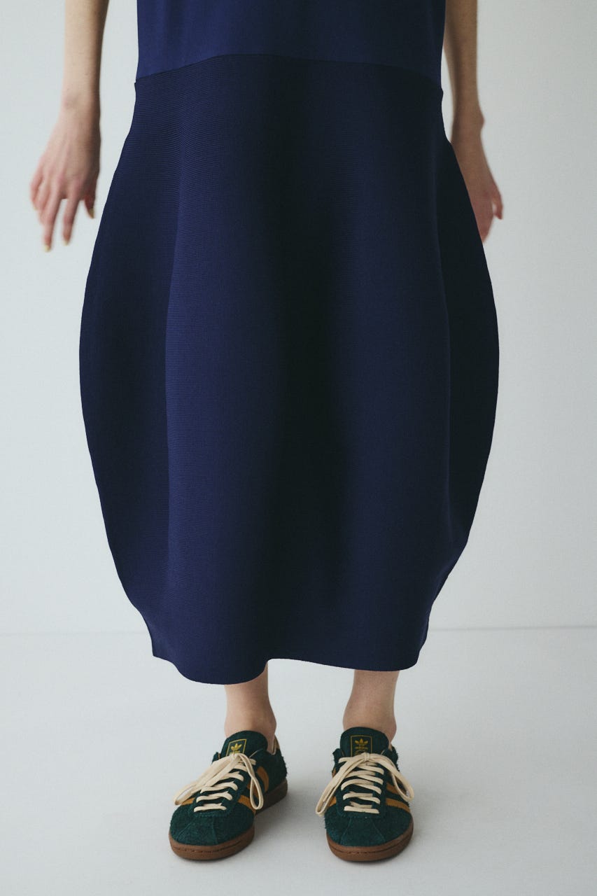 Docking balloon hem dress 柄NVY FREE