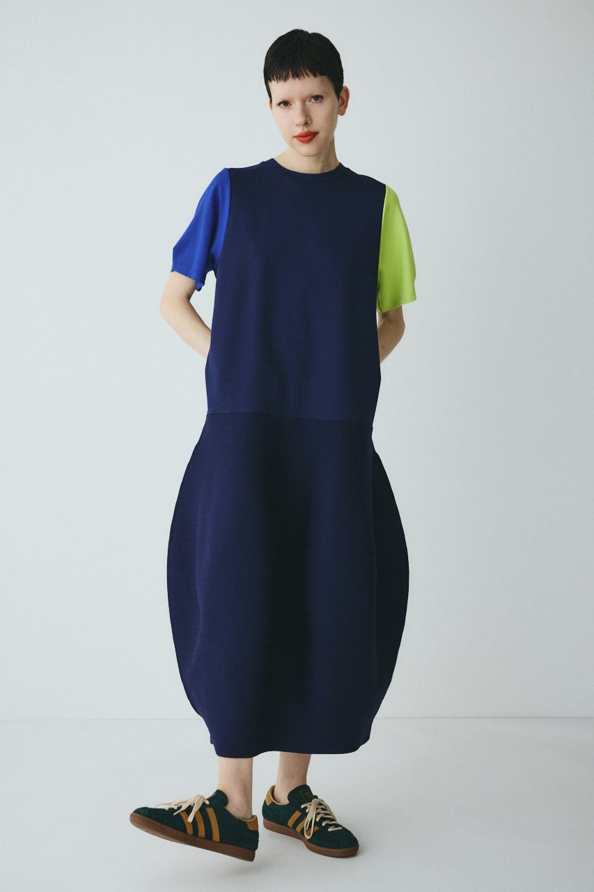 Docking balloon hem dress 柄NVY FREE