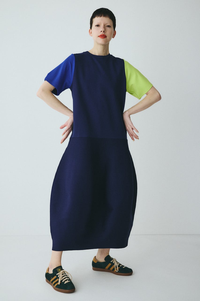 Docking balloon hem dress 柄NVY FREE