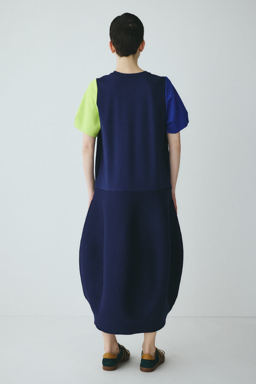 Docking balloon hem dress 柄NVY FREE