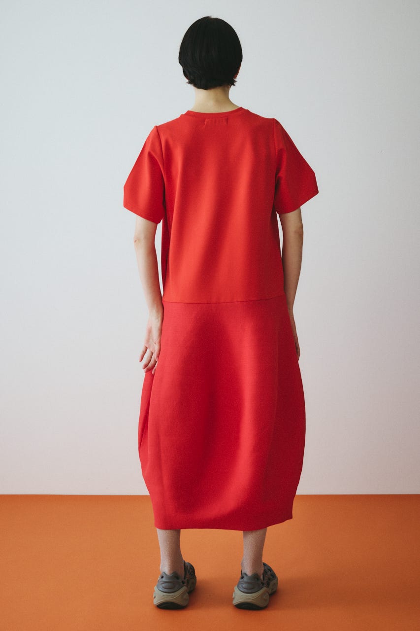 Docking balloon hem dress RED FREE