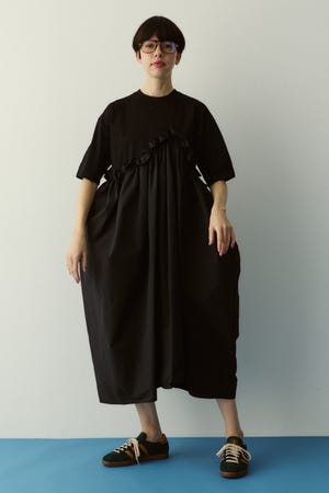 Wave frill cut  dress