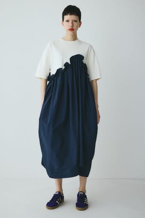 Wave frill cut  dress