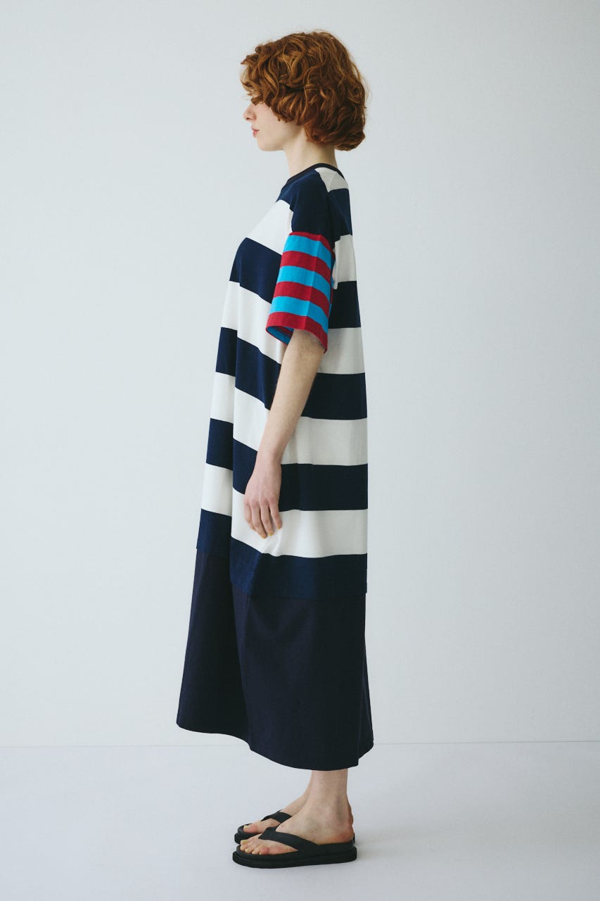 ［予約］Cut relax dress 柄NVY FREE
