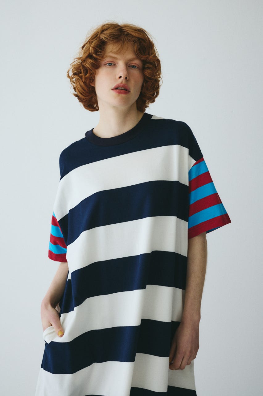 ［予約］Cut relax dress 柄NVY FREE