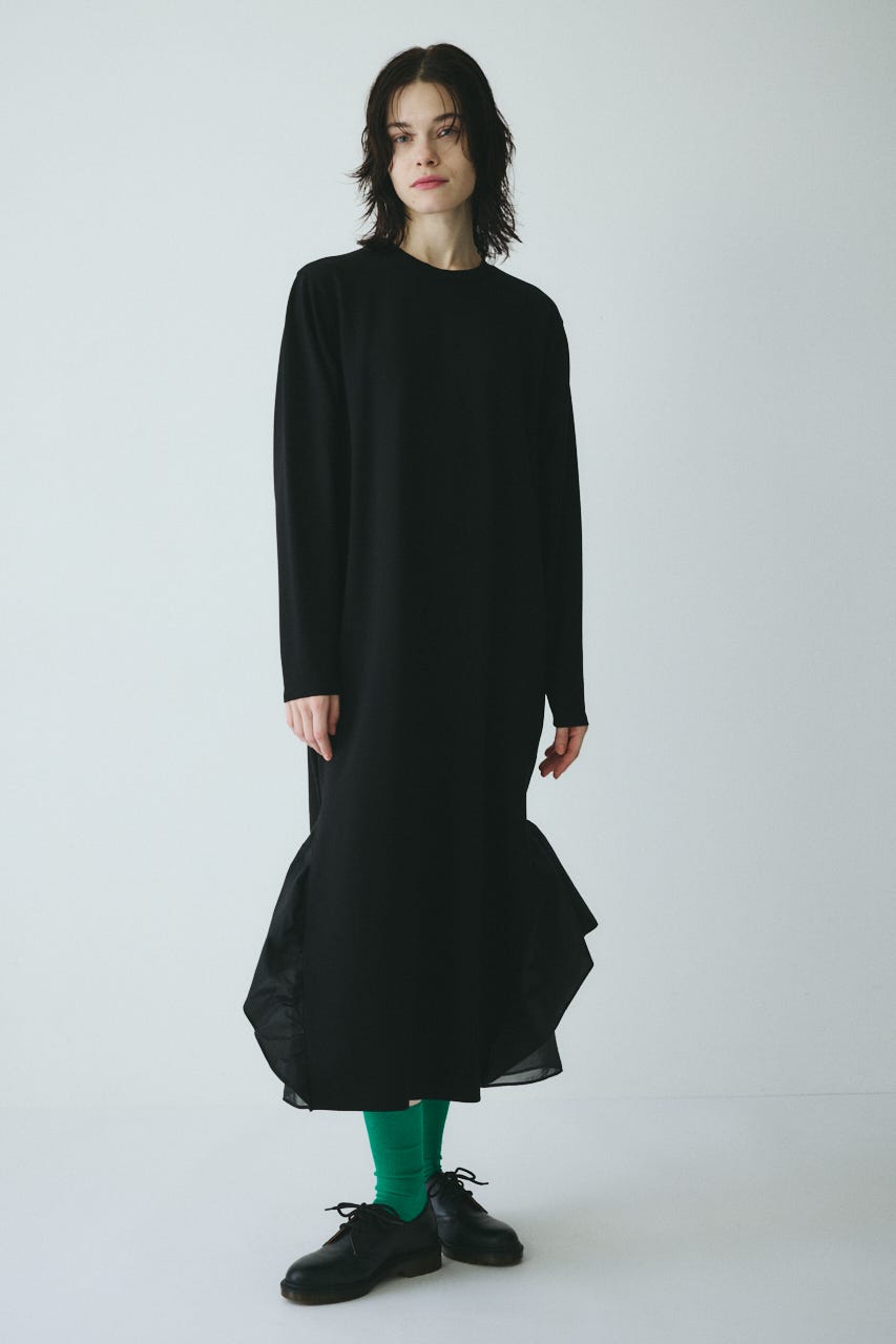 ［予約］Many gather hem dress BLK FREE