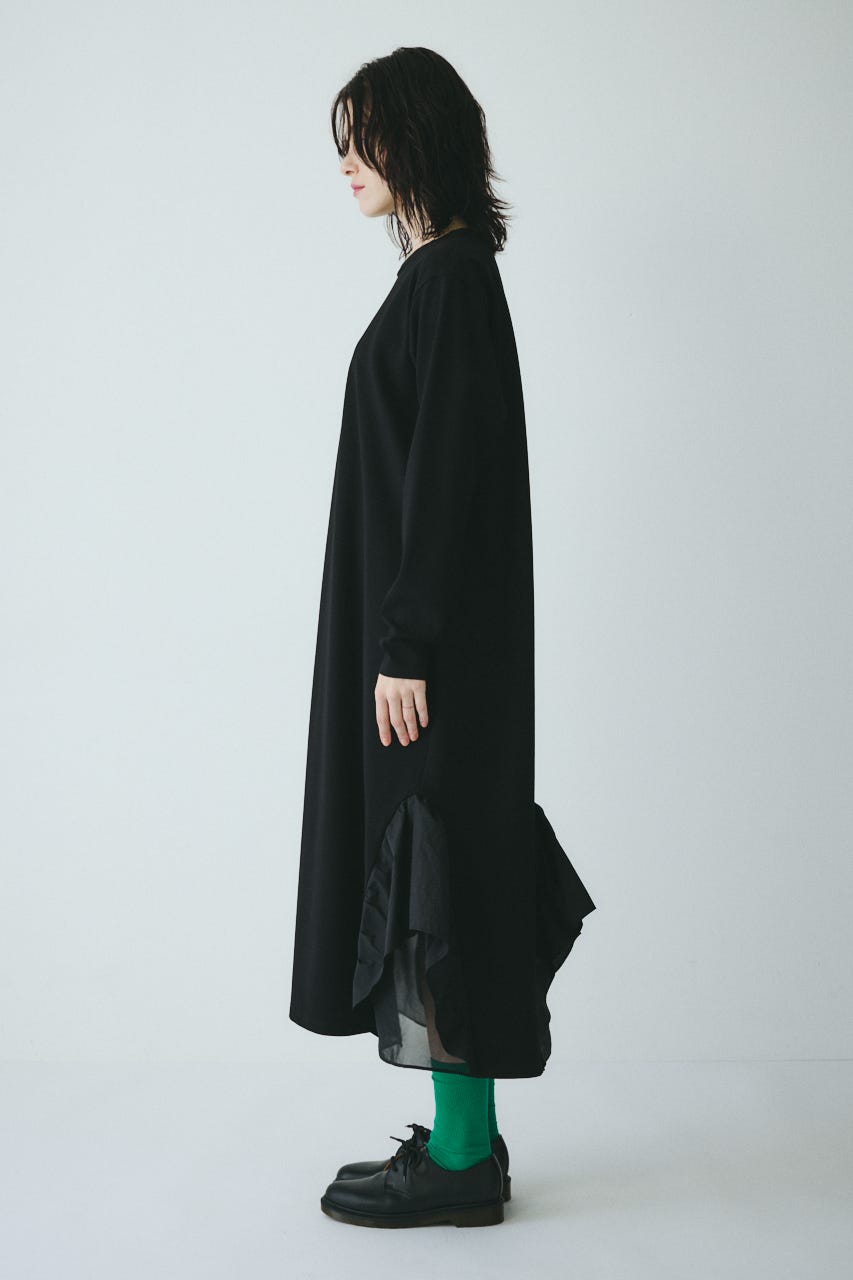 ［予約］Many gather hem dress BLK FREE