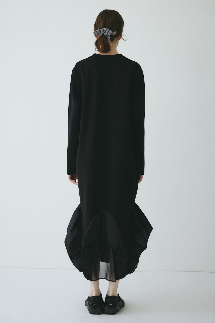 Many gather hem dress BLK FREE