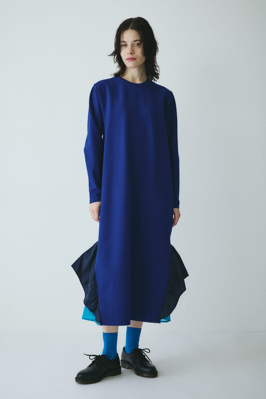 ［予約］Many gather hem dress BLU FREE
