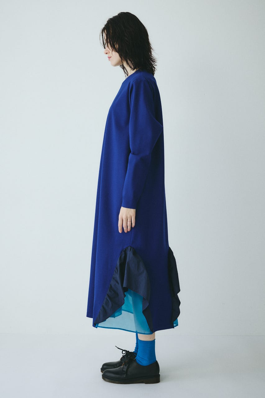 ［予約］Many gather hem dress BLU FREE