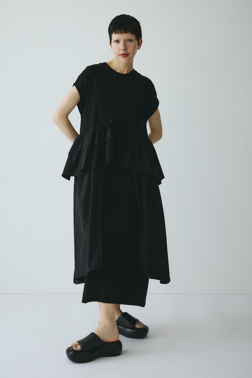 ［予約］Side frill pante dress BLK 36