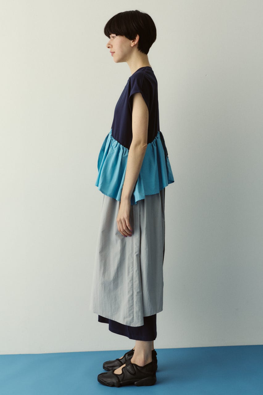 ［予約］Side frill pante dress 柄NVY 36