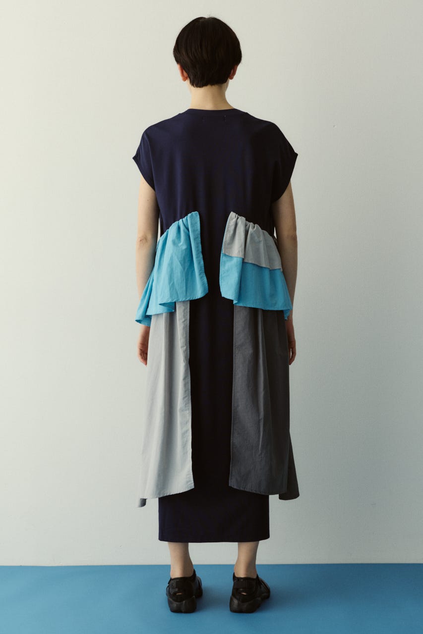 ［予約］Side frill pante dress 柄NVY 36