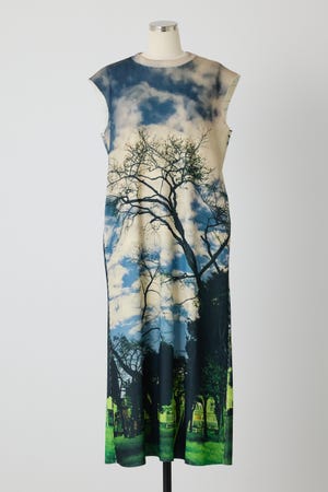 NONTOKYO_PRINT RIB NO SLEEVE DRESS