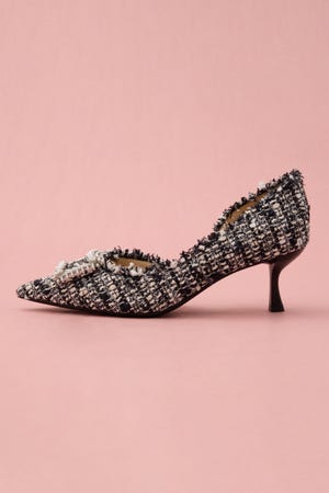 MIXツイードパールパンプス