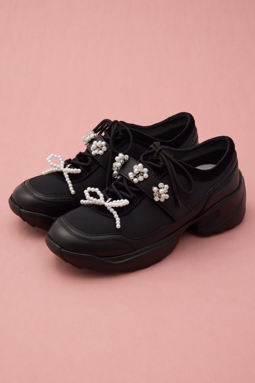 デコレーションオープンスニーカー BLK 24.0cm