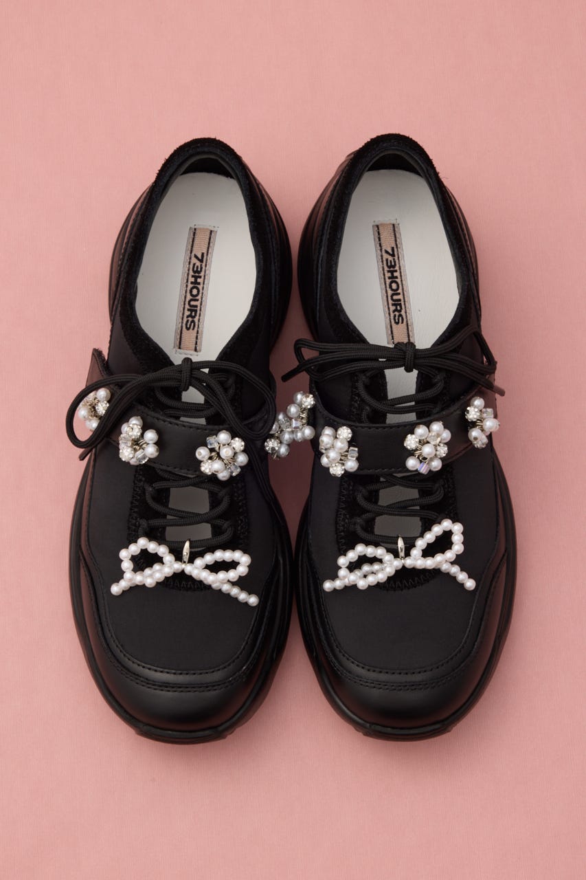 デコレーションオープンスニーカー BLK 24.0cm