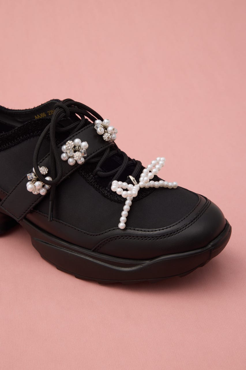デコレーションオープンスニーカー BLK 24.0cm