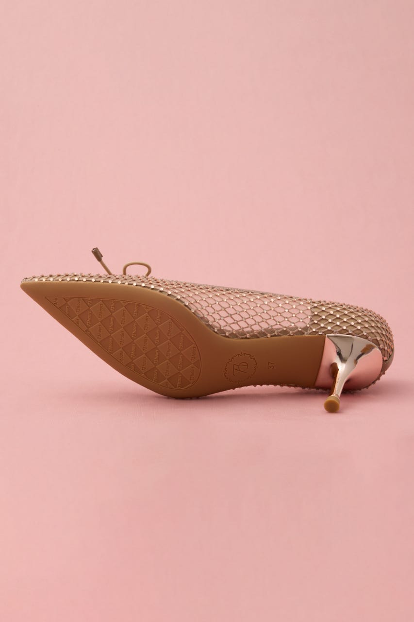 カラーストーンリボンネットパンプス APR 24.5cm