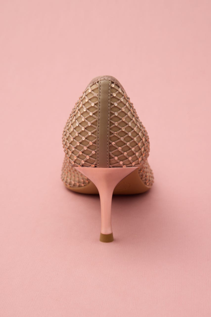 カラーストーンリボンネットパンプス APR 24.5cm