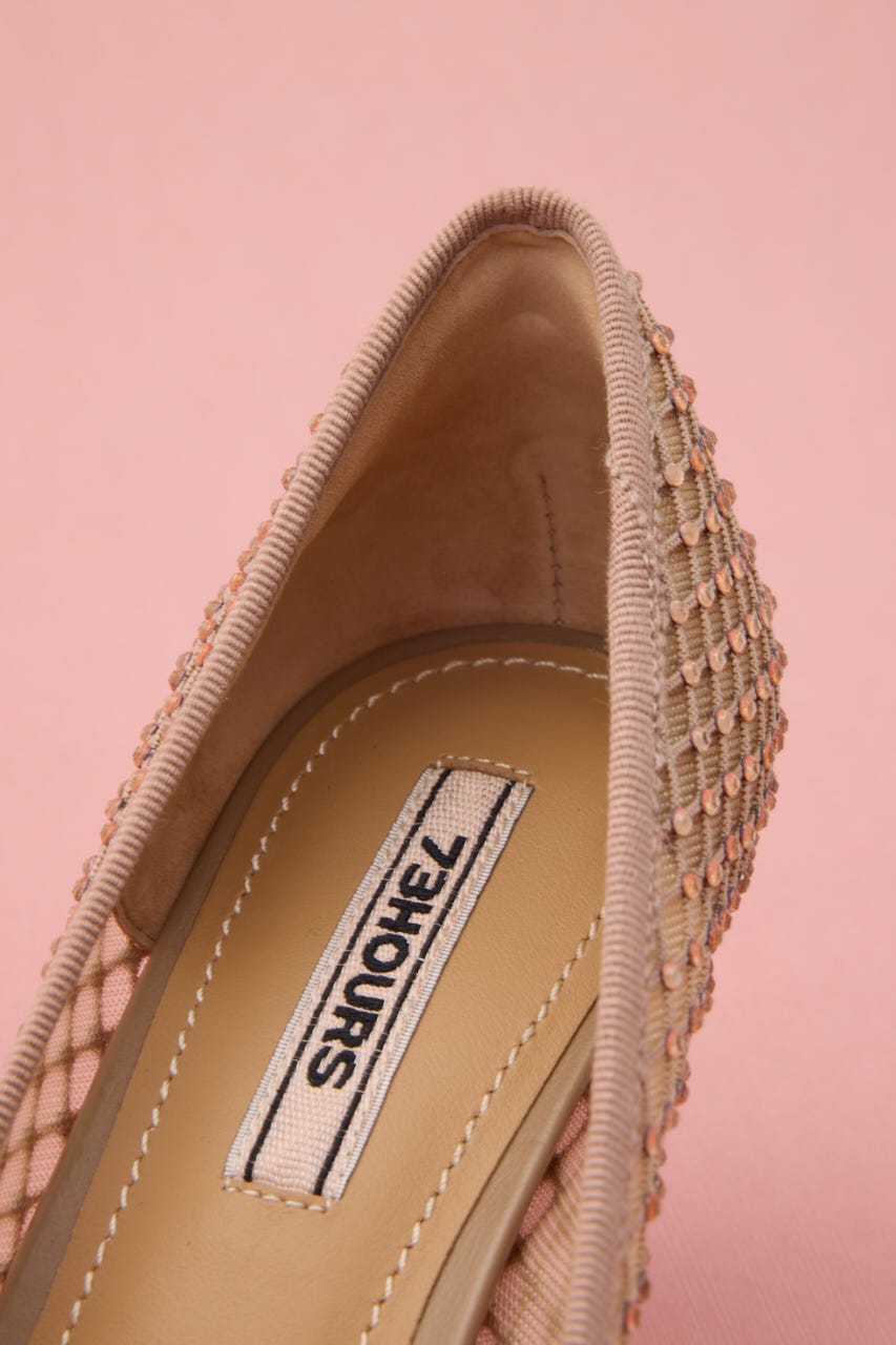 カラーストーンリボンネットパンプス APR 24.5cm
