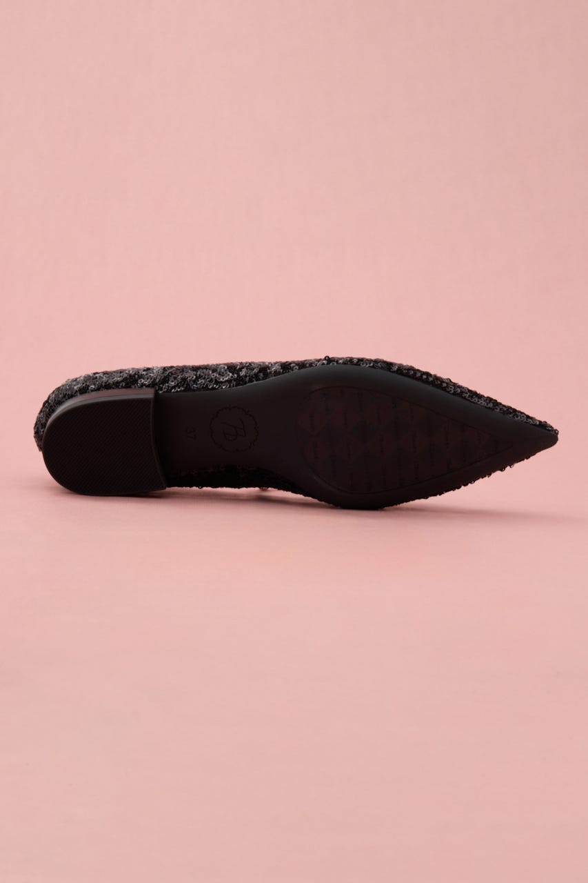 スパンコールグリッターパールフラット BLK 24.5cm