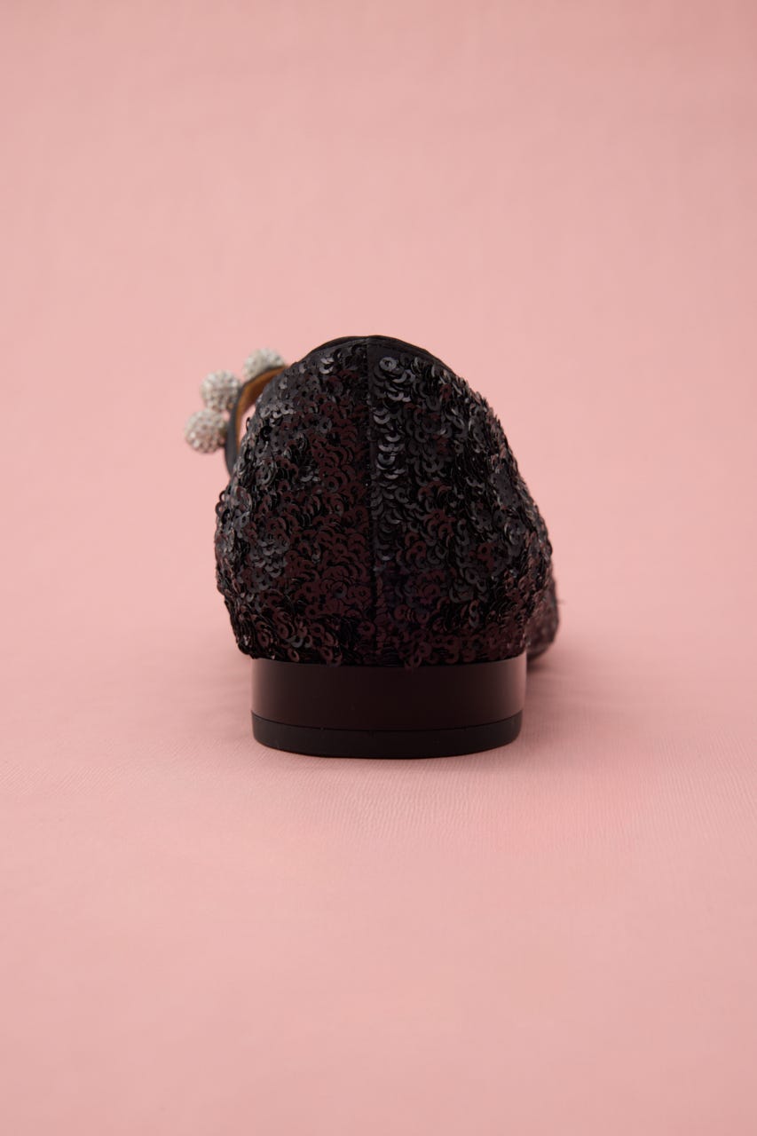 スパンコールグリッターパールフラット BLK 24.5cm