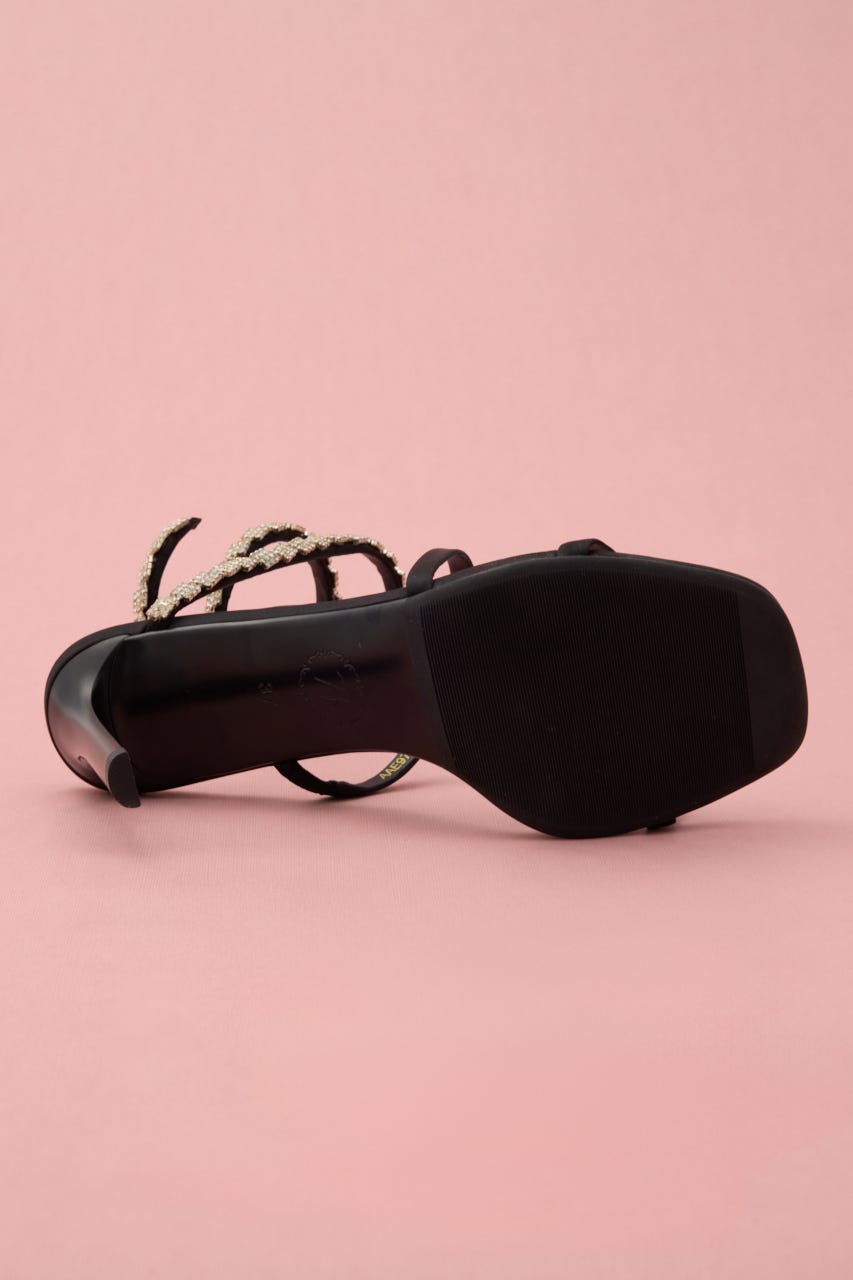 アンクルスネークヒールサンダル BLK 24.0cm