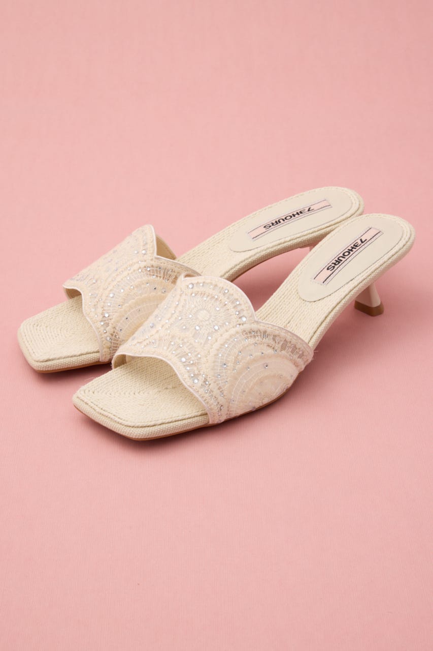 ウェディスカラップミュール 柄WHT 24.5cm