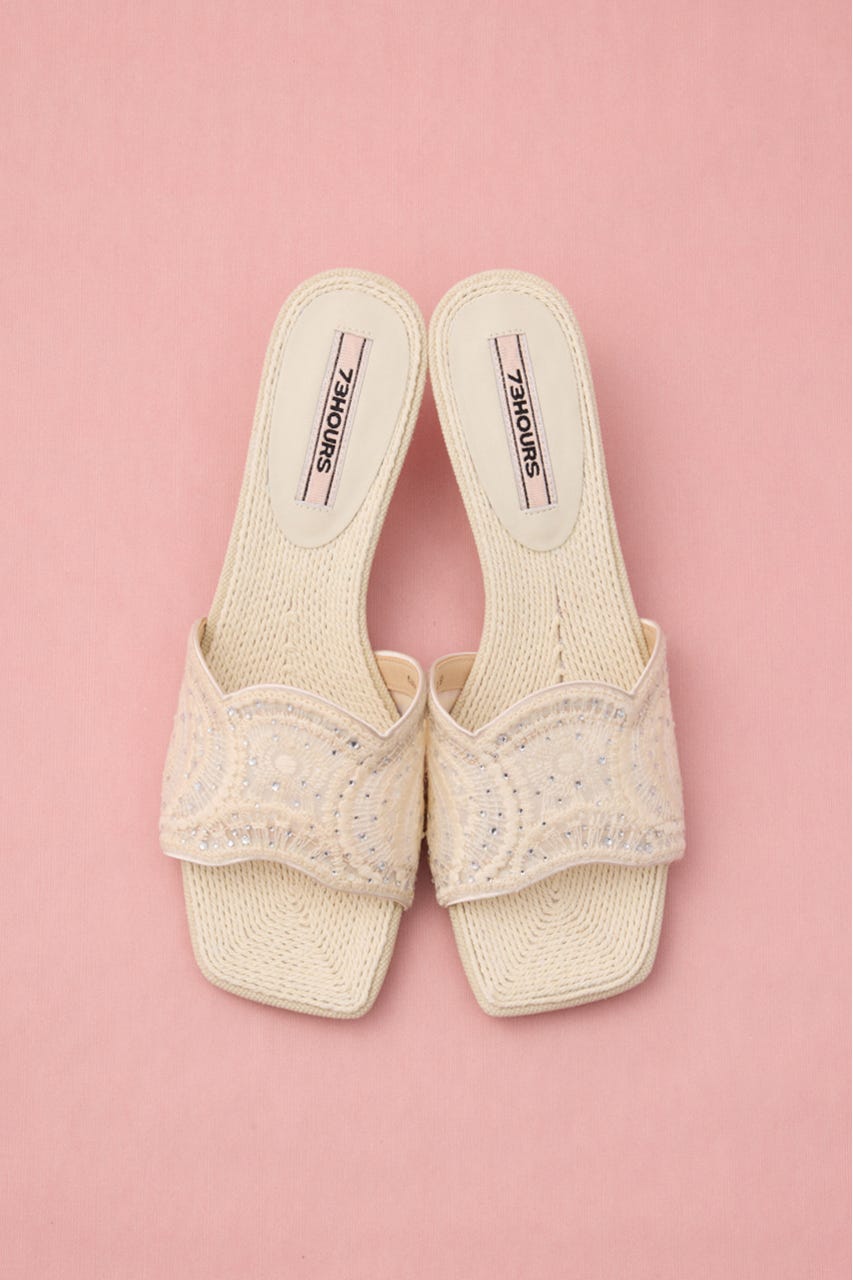 ウェディスカラップミュール 柄WHT 24.5cm