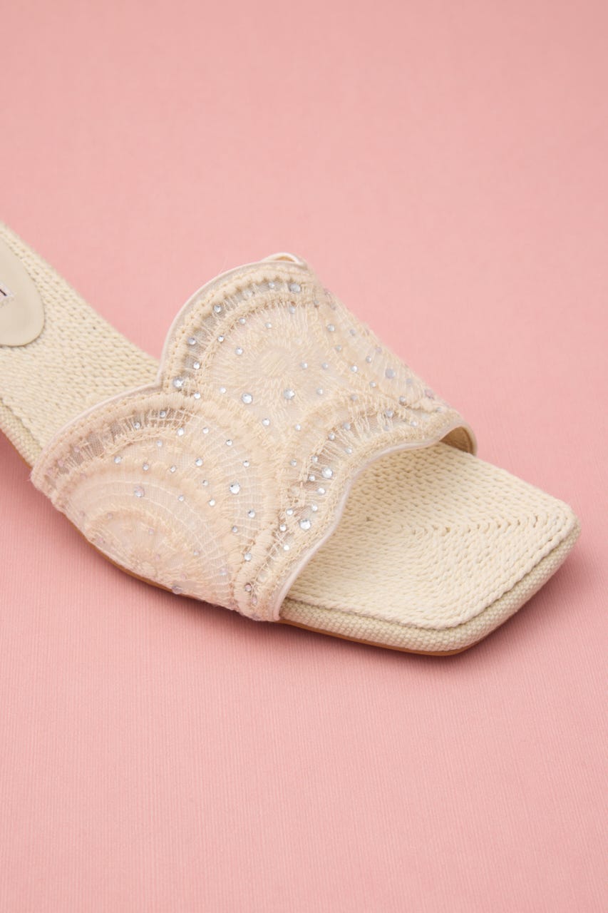 ウェディスカラップミュール 柄WHT 24.5cm