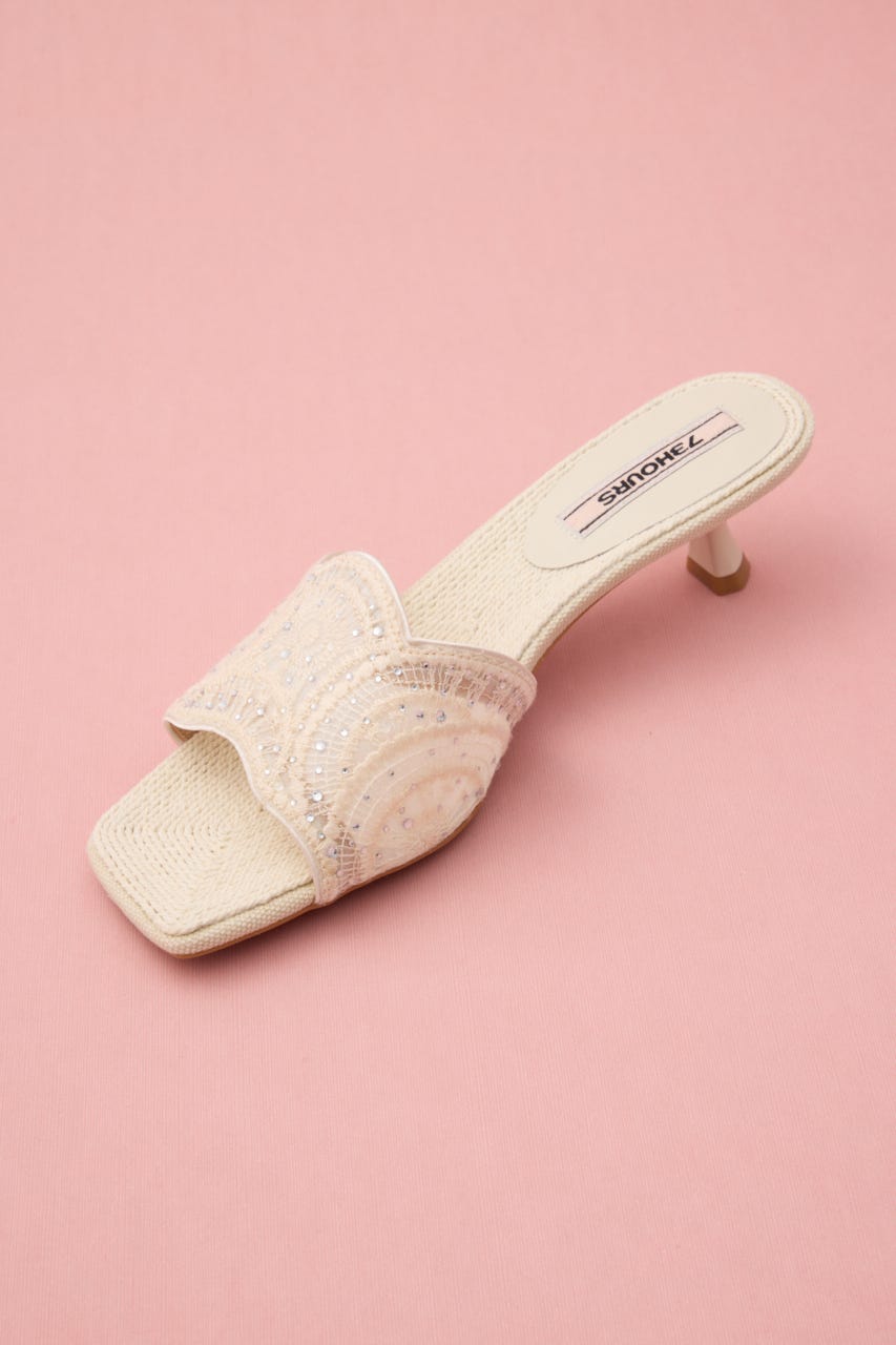 ウェディスカラップミュール 柄WHT 24.5cm