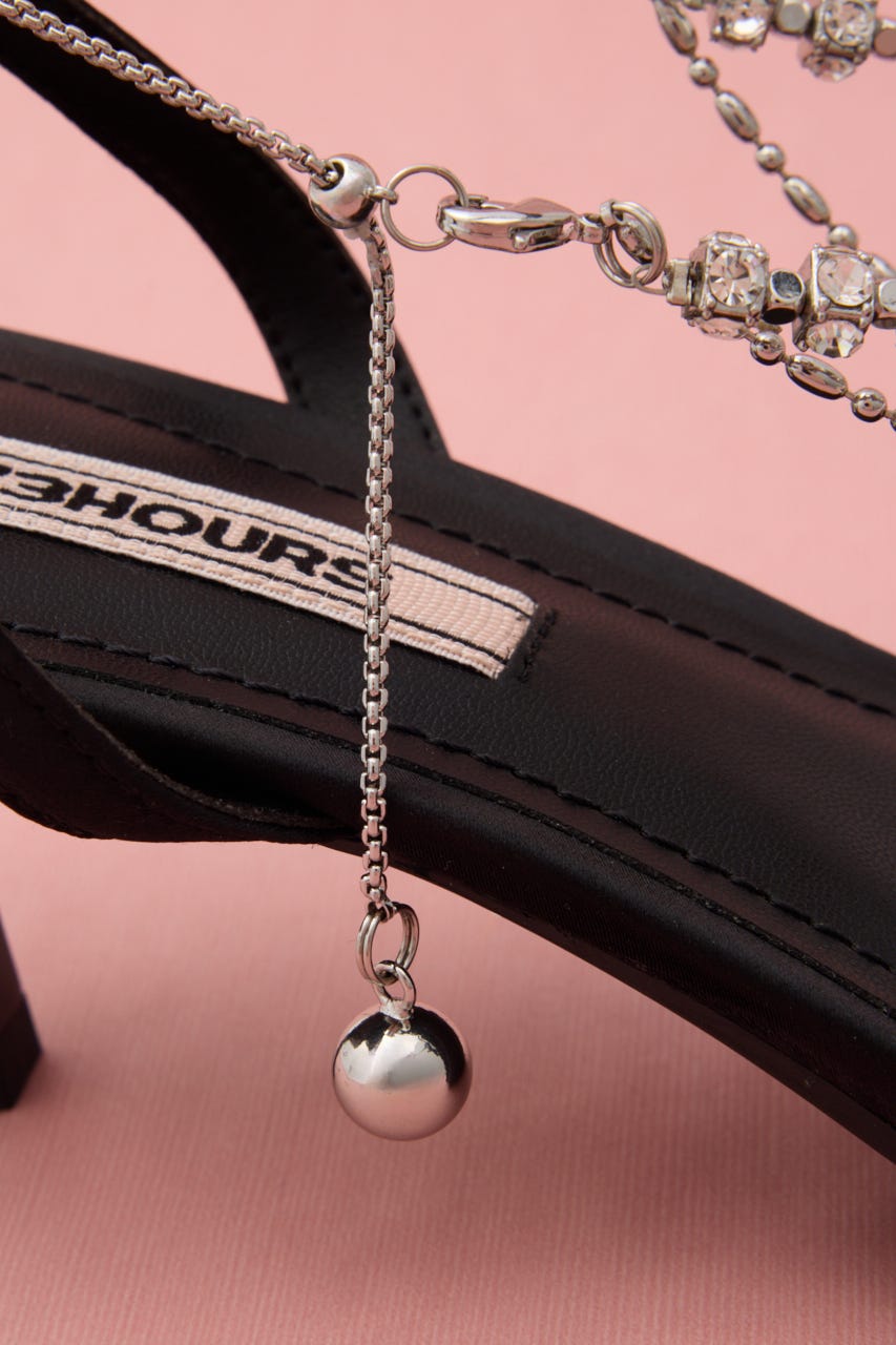 アンクルデコレーションサンダル BLK 23.0cm