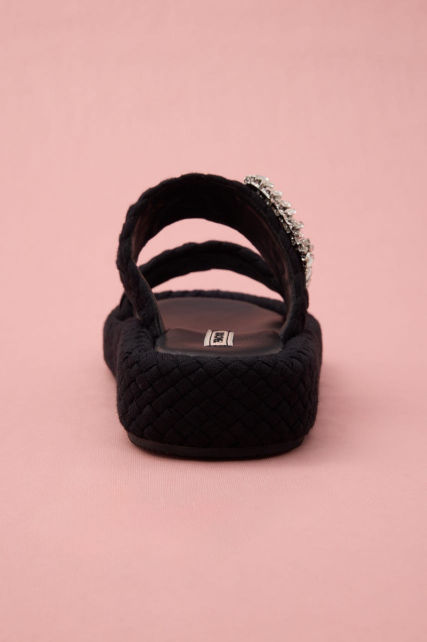 パフバックルフラットサンダル BLK 24.5cm
