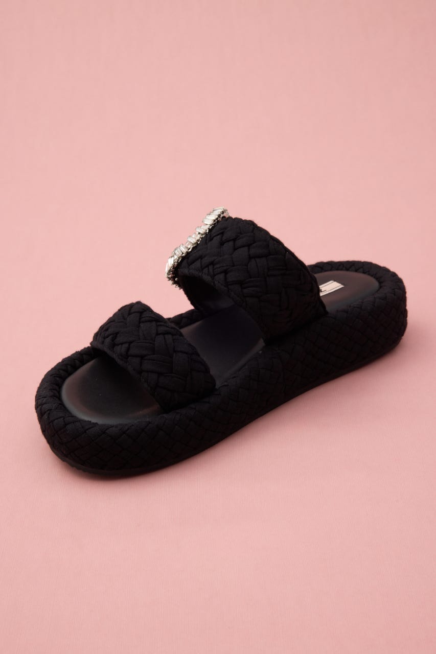 パフバックルフラットサンダル BLK 24.5cm