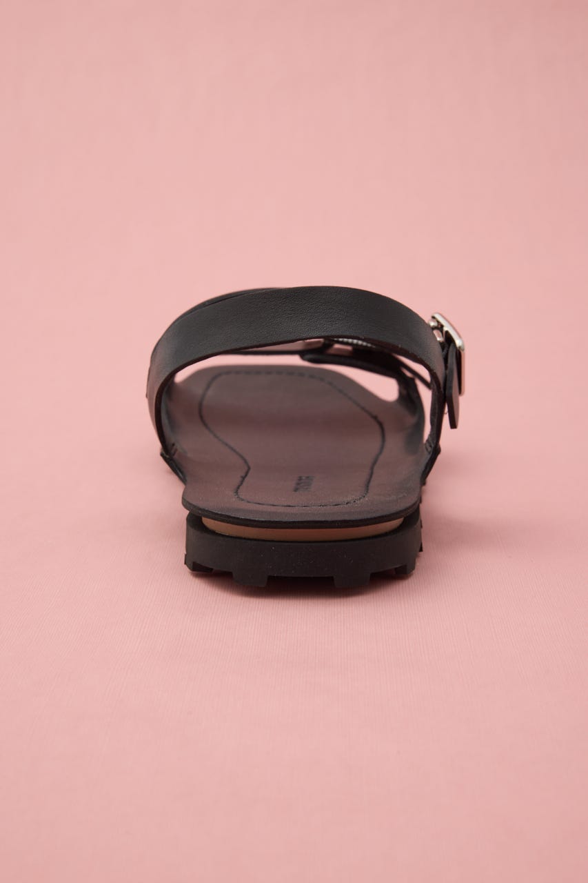ルリコンフォートフラットサンダル BLK 24.5cm