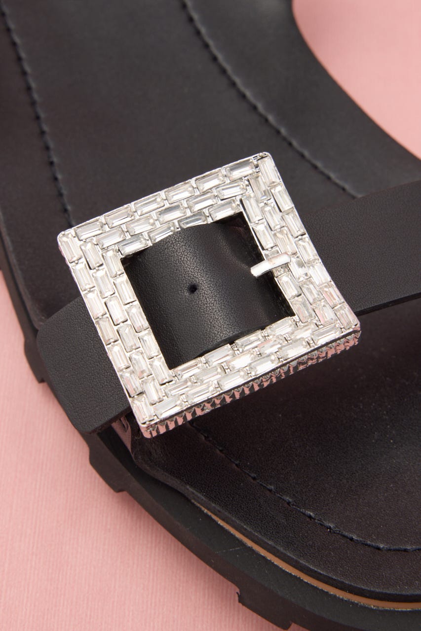 ルリコンフォートフラットサンダル BLK 24.5cm